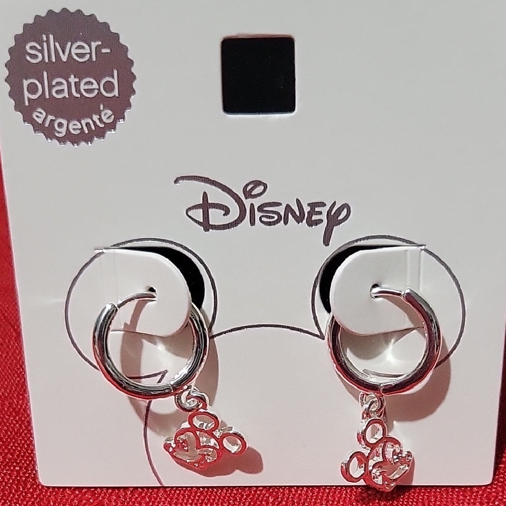 NWT Disney Silver-Plated Mickey Mouse Earrings - Picture 1 of 3
